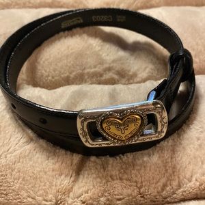 Brighton Vintage Embellished Black Leather Belt XL 36